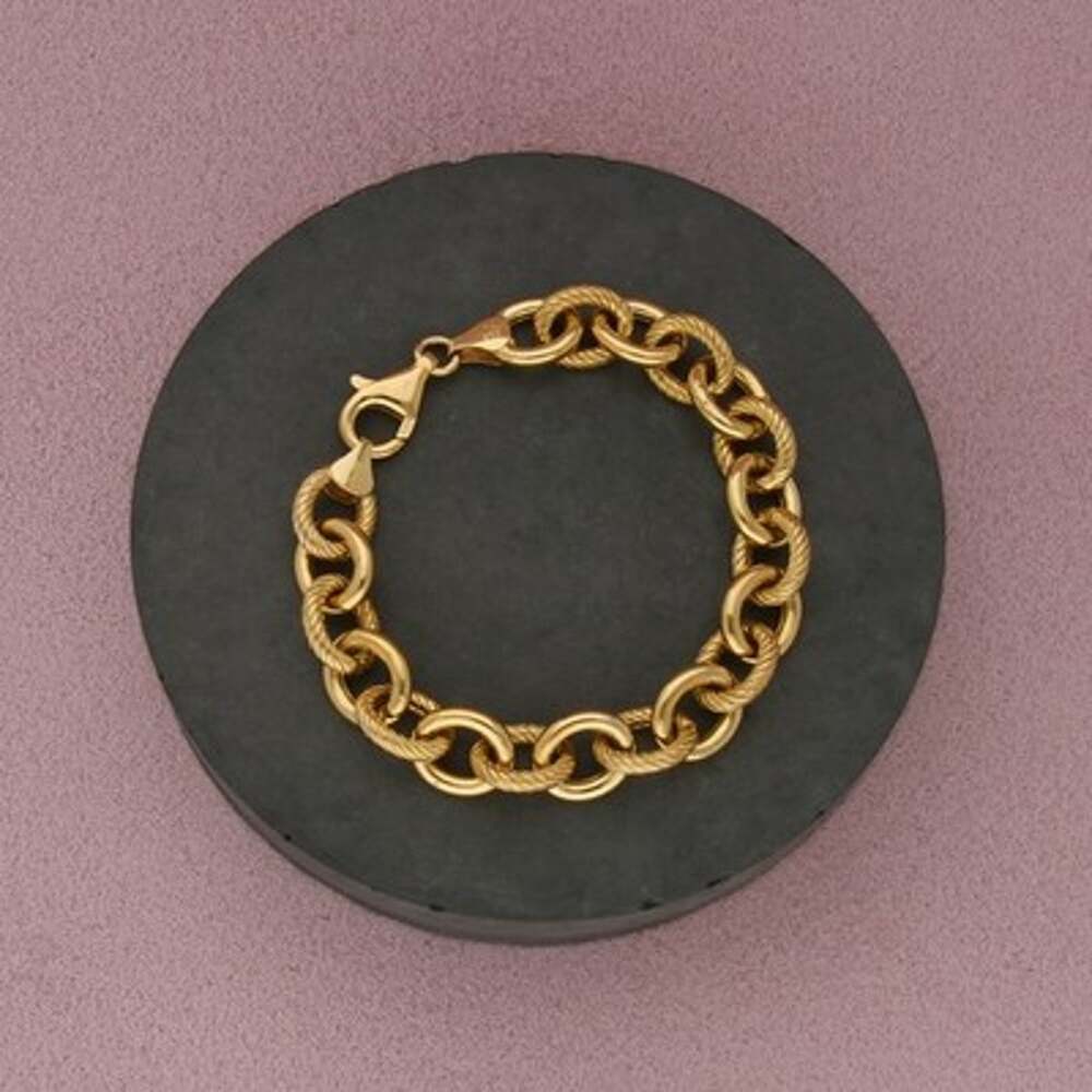 Milor Sterling Silver Gold Plate Italy Braided Cable Chain Bracelet Size 6.25in